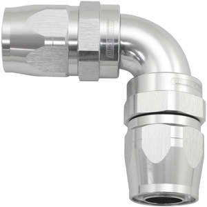 90 DEG -10AN TO -10AN CUTTER FULL FLOW HOSE ENDS SILVER