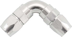 Hose Finishers Ends: 90 DEG -6AN TO -6AN TEFLON FULL FLOW HOSE ENDS SILVE PTFE