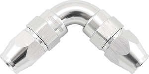 Hose Finishers Ends: 90 DEG -4AN TO -4AN TEFLON FULL FLOW HOSE ENDS SILVE PTFE