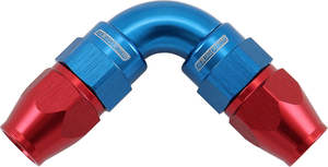 90 DEG -4AN TO -4AN TEFLON FULL FLOW HOSE ENDS BLUE PTFE