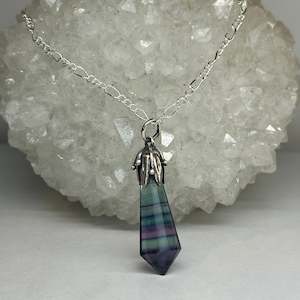 Rainbow Fluorite Blue Bell Pendant