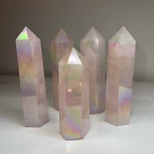 Towers Points: Rose Quartz Aura Polished Points