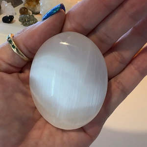 Selenite: Satin Spar Palm Stone - Selenite