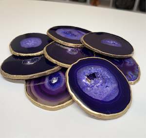 Slabs Freeforms: Purple Agate Slice - Gold Trim