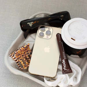 Not For Hair: Square Claw in Coffee Cream Check