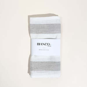 Linen Tea Towel White & Linen Stripe