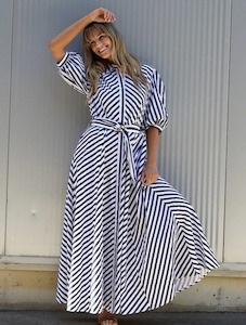 Leoni: Leoni Bianca Dress - Blue Stripe