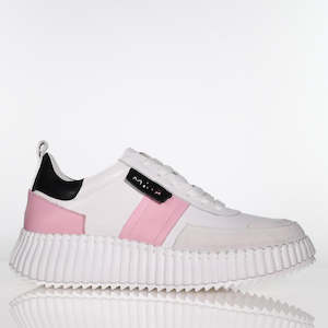 Sneakers: Minx Racer Sneaker- White Pink Black