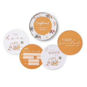 Baby Gifts: Snuggle Hunny Baby Milestone Cards Diggers & Tractors