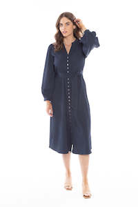 Leila Luca: Leila + Luca Contentment Midi Dress - Navy Ripple