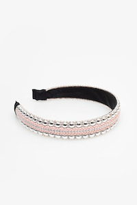 Antler Headband Stud Headband | Silver & Blush