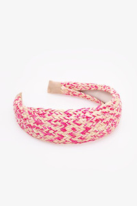 Antler Headband Pink & Natural Rattan