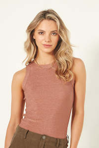 Lemon Tree Non Sale: Lemon Tree Eva Glitter Tank - Rose Gold