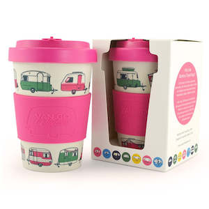 Van Go Bamboo Travel Mug 400ml caravans Vintage Pink