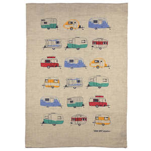 Van Go: Van Go Tea Towel coloured caravans