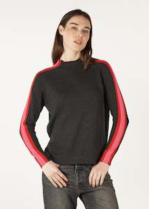 Zaket Plover: Z & P Contrast Funnel Neck - Charcoal