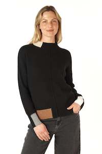 Zaket & Plover Colour Bloack Trim Jumper - Black