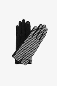 Gloves: Antler Gloves Houndstooth Black/White