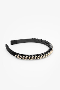 Hair Accessories: Antler Headband Black Braided Gold Chain