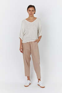 Carbon The Label Estelle V Neck Top - Natural White