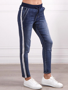 Monaco Boston Jogger - Dark Blue Silver Stripe