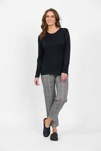 Vassalli Merino Basic Long Sleeve Crew Neck Top - Midnight