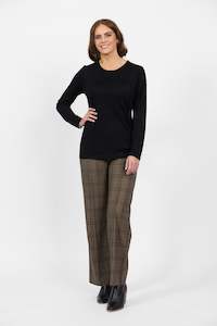 Vassalli Merino Basic Long Sleeve Crew Neck Top - Black