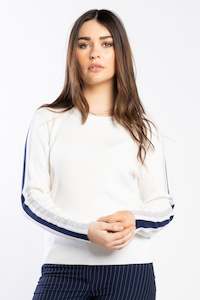 Drama the Label Racer Sweater - Pearl/Ink/Silver