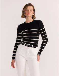Staple The Label: Staple The Label Freya Stripe Knit Top - Black & White