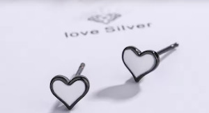 Fresh Accessories - White Heart Sterling Silver Stud Earrings