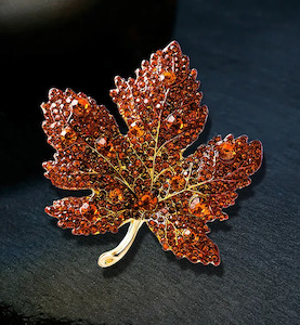 Fresh Accessories - Brooch Red/Orange Leaf