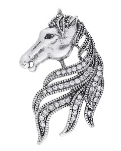 Brooch: Fresh Accessories - Horse Silver