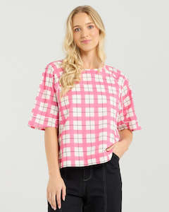 Et Alia Mila Top - Pink Gridlock