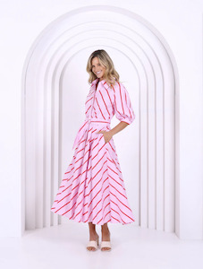 Leoni: Leoni Bianca Dress - Pink/Red Stripe