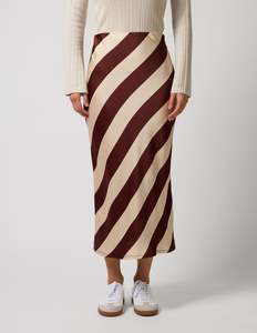 Stella Gemma Stock Take Clearance: Stella + Gemma Liv Skirt - Merlot Stripe