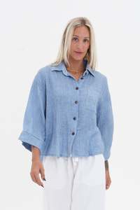 Carbon The Label Thea Cotton Shirt - Denim Blue