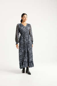 70 Rack: X Label Greta Long Sleeve Dress - Damask