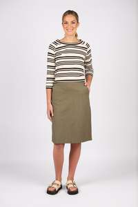 Vassalli Flat Front Pull On Skirt - Army