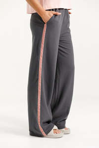 Homelee Palazzo Pants - Graphite with Blossom Tape