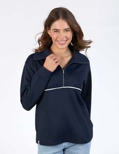 50 Rack: Elm Bonnie Half Zip Sweat - Dark Sapphire