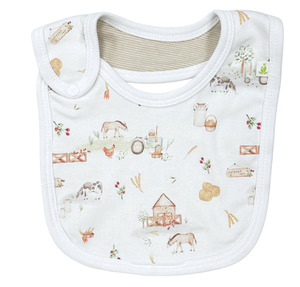 Imababywear Reversible Bib - Little Farm with Stripe