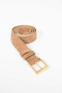 Belts: Humidity Classic Suede Belt - Camel
