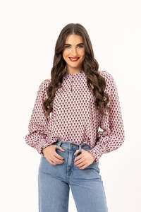 Lelia + Luca  Long Sleeve Movement Blouse - Merlot Ember