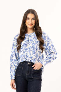 Leila Luca: Leila + Luca Centered Top - Blue Bloom