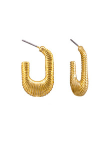 Jewellery: TT - Gold Drew Hoop Earrings