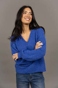 Humidity Nouveau V Neck Jumper - Royal Blue
