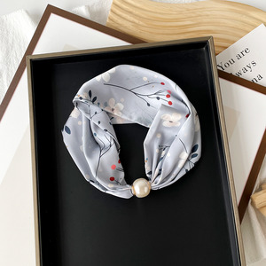 Fresh Accessories Neck Scarf - Pearl Pale Blue Flowers