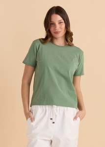 Betty Basics Sale: Betty Basics Cotton Slim Fit Tee - Green