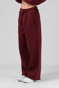 80 Rack: RPM Wide Leg Track Pant - Red Wine
