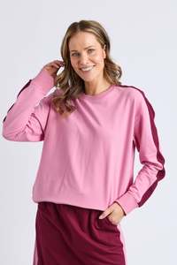 80 Rack: Elm Sloane Fleece Crew - Quartz Pink / Plum Trim